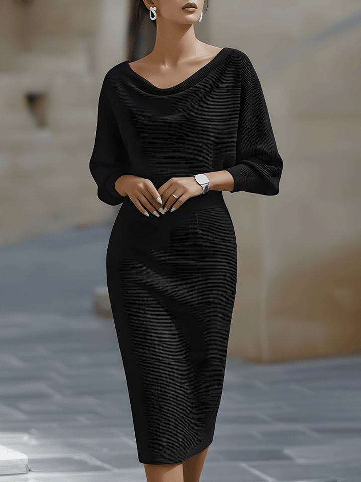 Charlene - White Draped Batwing Midi Dress