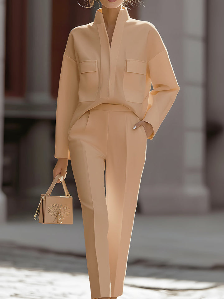 Madeleine - Luxe Ivory Oversized Shirt & Tailored Trouser Two-Piece Set