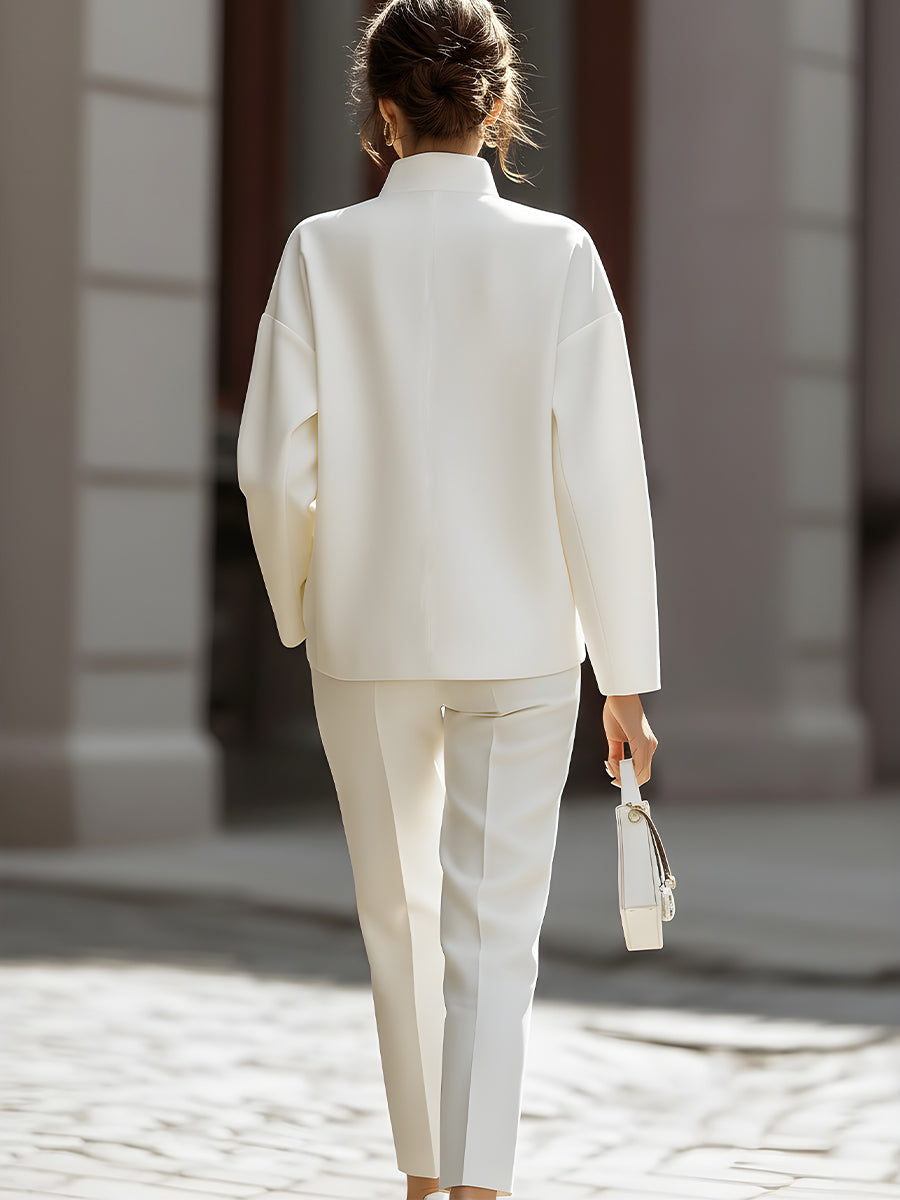 Madeleine - Luxe Ivory Oversized Shirt & Tailored Trouser Two-Piece Set