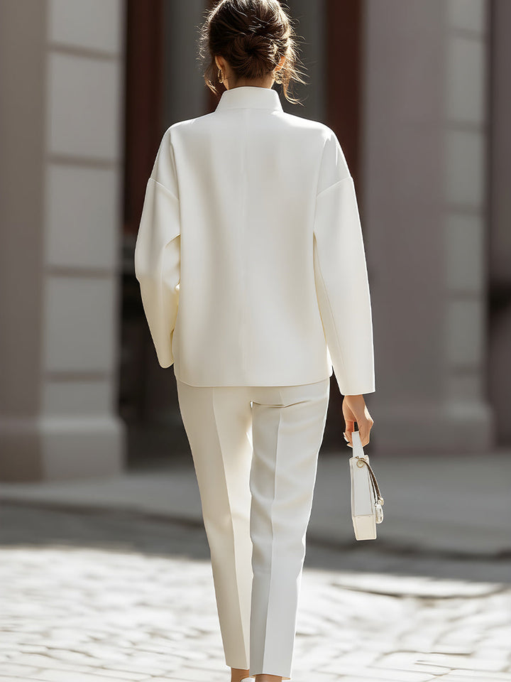 Madeleine - Luxe Ivory Oversized Shirt & Tailored Trouser Two-Piece Set