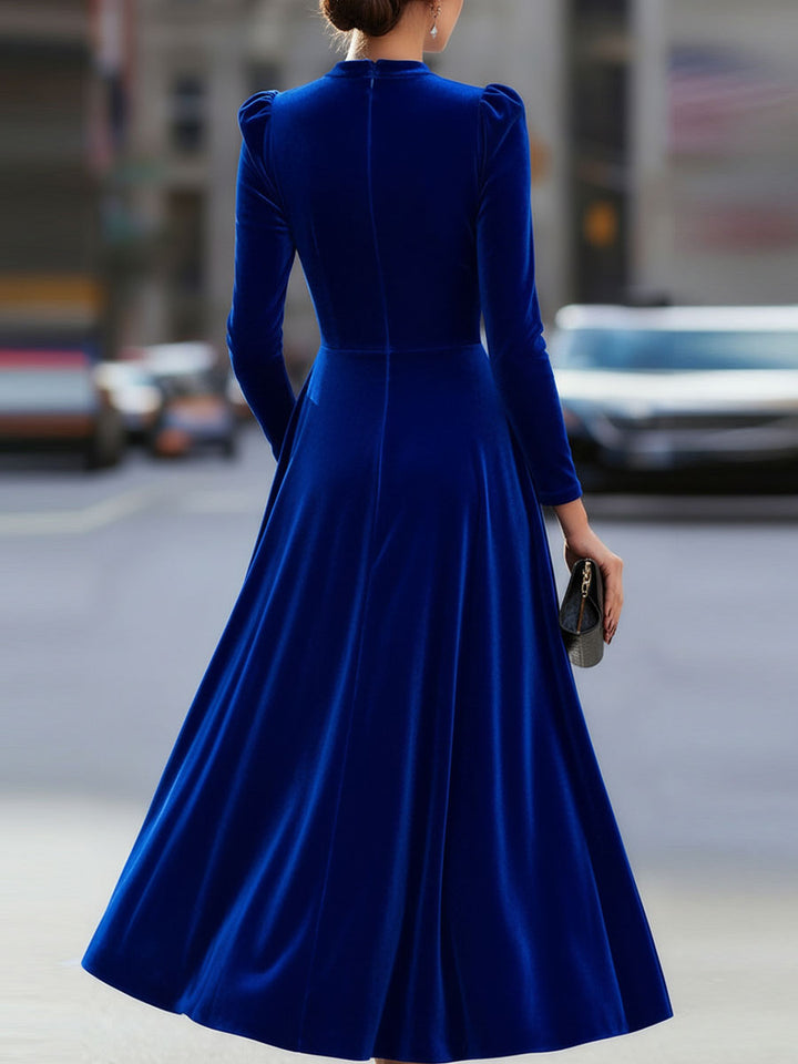 Luxurious Velvet Long-Sleeve Midi Dress