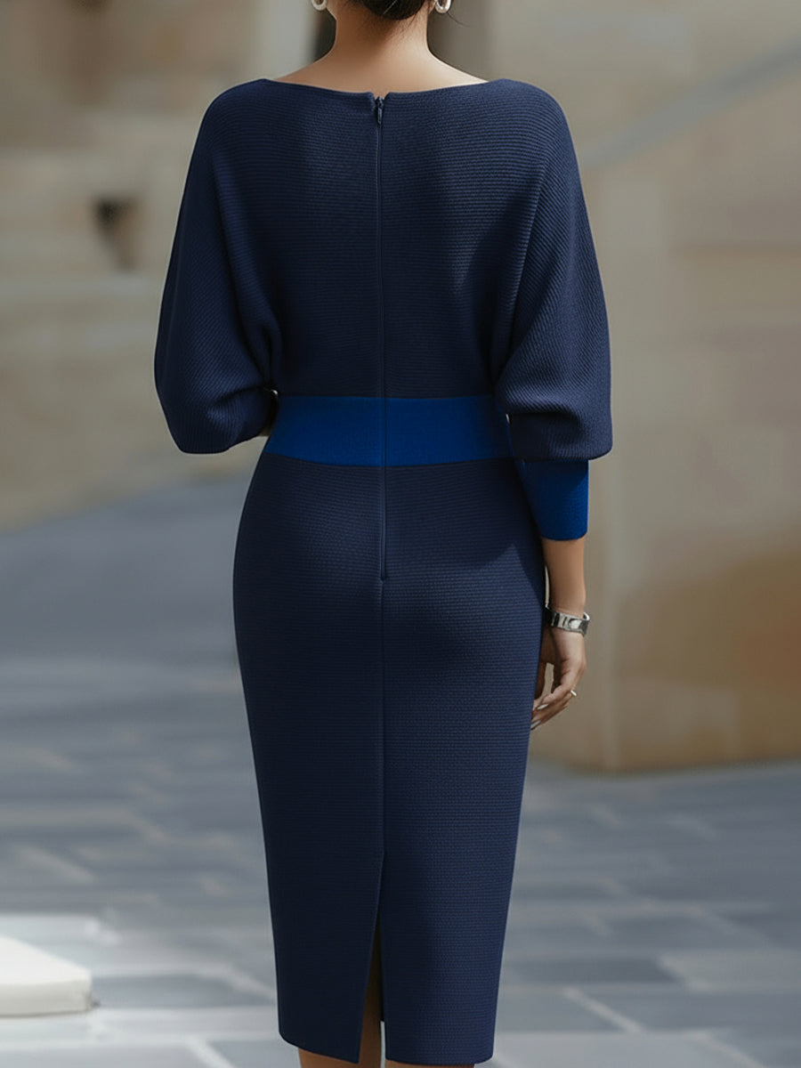 Charlene - White Draped Batwing Midi Dress